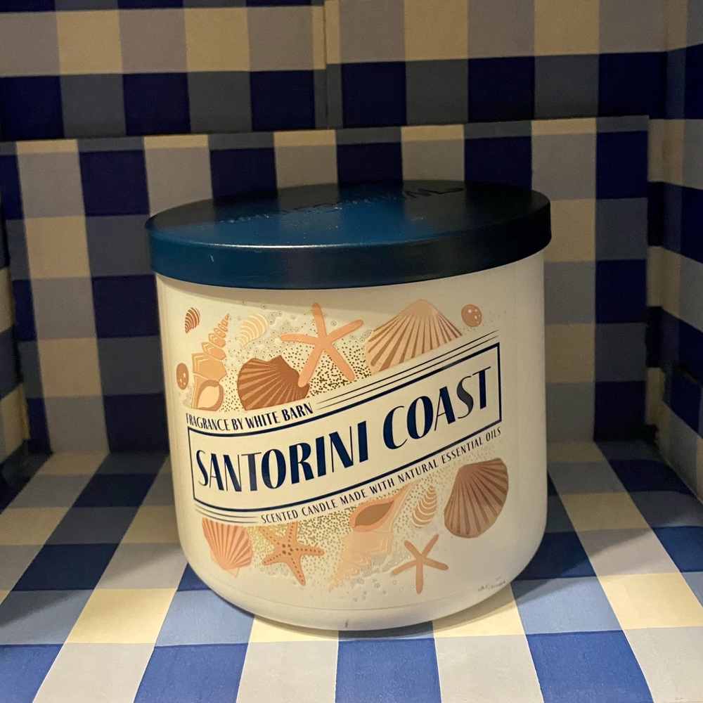 NWT Bath & Body Works Santorini Coast 3-Wick Candle 💙